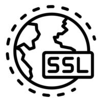 Ssl global system icon, outline style vector