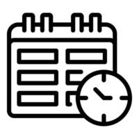 icono de tiempo de calendario de programación de tareas, estilo de esquema vector