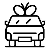 icono de regalo de coche, estilo de esquema vector