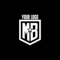 MB initial gaming logo with shield and star style design vector