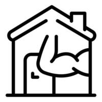 Muscles home icon, outline style vector