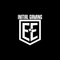 EE initial gaming logo with shield and star style design vector