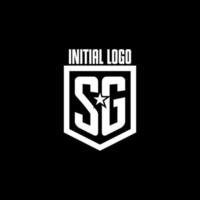 SG initial gaming logo with shield and star style design vector