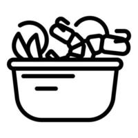 icono de cocina de menú wok, estilo de esquema vector