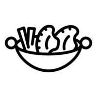 wok, menú, cocina, icono, contorno, estilo vector