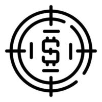 Dollar target icon, outline style vector