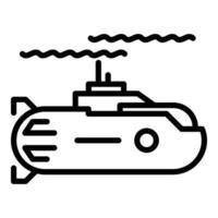 icono de submarino nuclear, estilo de esquema vector