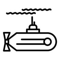 icono de submarino náutico, estilo de esquema vector