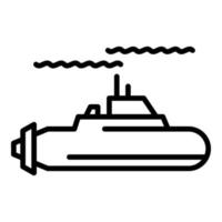 icono de submarino oceánico, estilo de esquema vector