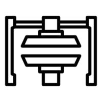icono de máquina de prensa hidráulica, estilo de contorno vector