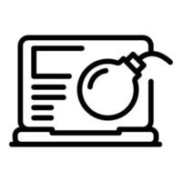 Bomb laptop icon, outline style vector