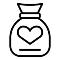 Charity bag icon, outline style vector