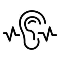 icono de oreja de onda de sonido, estilo de contorno vector