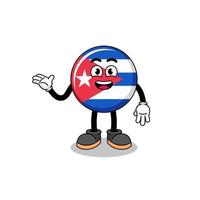 dibujos animados de bandera de cuba con pose de bienvenida vector