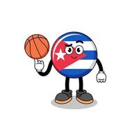 ilustración de la bandera de cuba como jugador de baloncesto vector