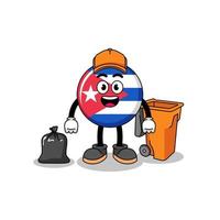 ilustración de la caricatura de la bandera de cuba como recolector de basura vector