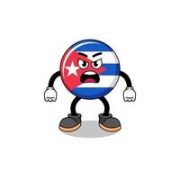 cuba flag cartoon illustration with angry expression vector