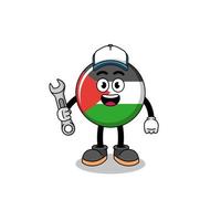 dibujos animados de ilustración de bandera palestina como mecánico vector