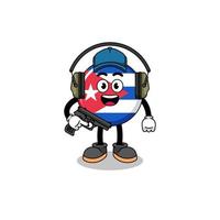 Character mascot of cuba flag doing shooting range vector