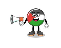 palestine flag cartoon illustration holding megaphone vector