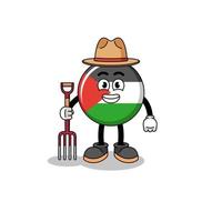 Cartoon mascot of palestine flag farmer vector