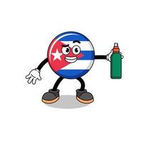 cuba flag illustration cartoon holding mosquito repellent vector