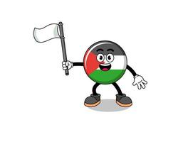 Cartoon Illustration of palestine flag holding a white flag vector