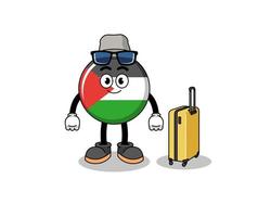palestine flag mascot doing vacation vector