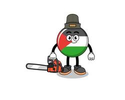 palestine flag illustration cartoon as a lumberjack vector