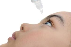 Caring for eyes with eye drops. photo