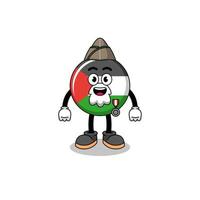 Character cartoon of palestine flag as a veteran vector