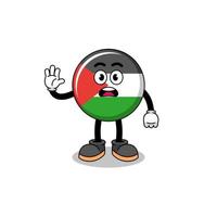 palestine flag cartoon illustration doing stop hand vector