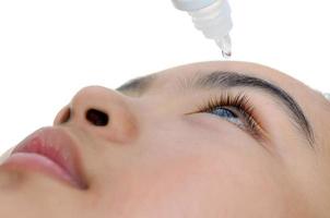 Caring for eyes with eye drops. photo