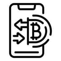 Blockchain smartphone icon, outline style vector