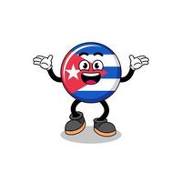 cuba flag cartoon searching with happy gesture vector