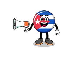 cuba flag cartoon illustration holding megaphone vector