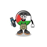 Cartoon Illustration of palestine flag as a barber man vector