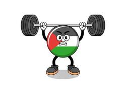 palestine flag mascot cartoon lifting a barbell vector