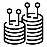 Blockchain server rack icon, outline style vector