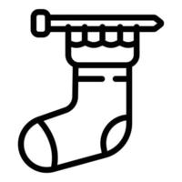 Knitting sock icon, outline style vector