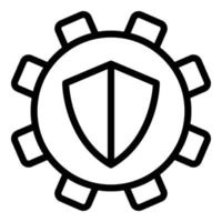 Secured gear interface icon, outline style vector