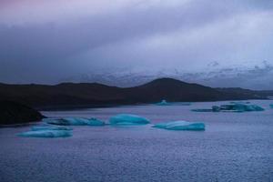 Blue glaciers in lagoon landscape photo