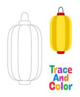 Chinese lantern tracing worksheet for kids vector