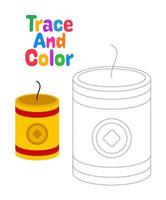 Firecracker tracing worksheet for kids vector