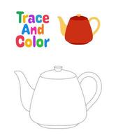 Teapot tracing worksheet for kids vector