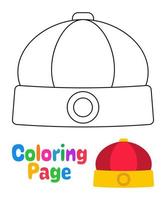 Coloring page with Chinese Hat for kids vector