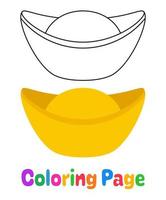 página para colorear con lingote de oro chino para niños vector