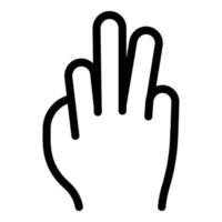 Hand gesture three fingers icon, outline style vector