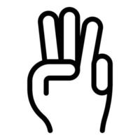 Hand gesture three minutes icon, outline style vector