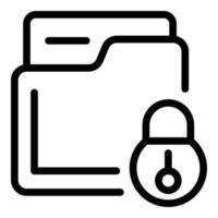 Folder lock icon, outline style vector